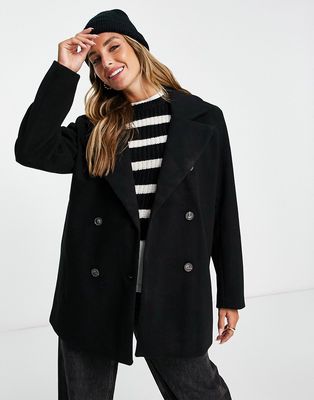 Vila double breasted coat in black