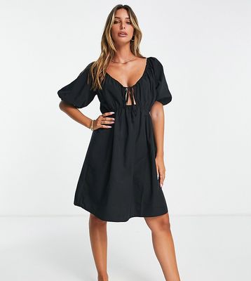 Vila exclusive mini dress with cut out in black