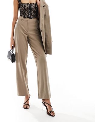 Vila high waisted wide leg pants in brown - part of a set-Neutral