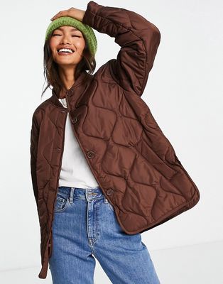 Vila onion quilted jacket in brown