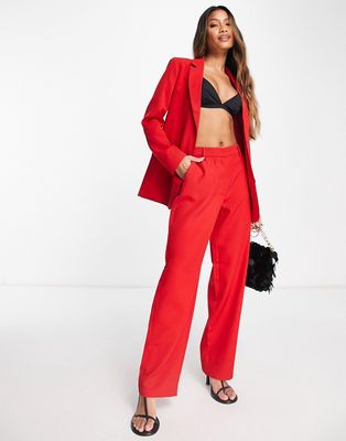 Vila tailored straight leg pants in red - part of a set
