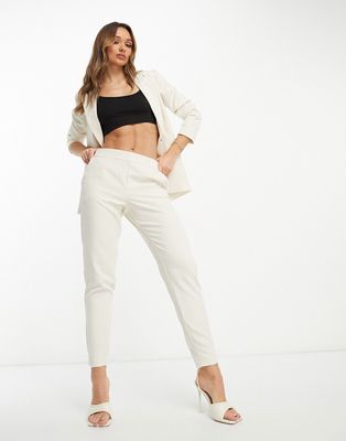 Vila tailored tapered pants in cream - part of a set-White