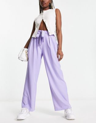 Vila tie waist pants in lilac-Purple