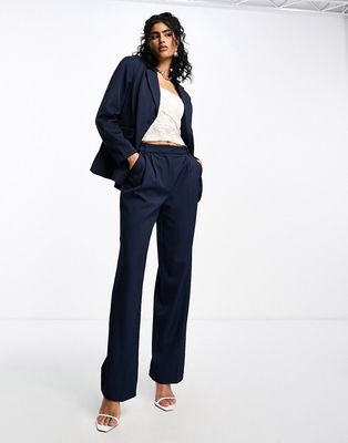 Vila twill tailored wide leg pants in navy - part of a set