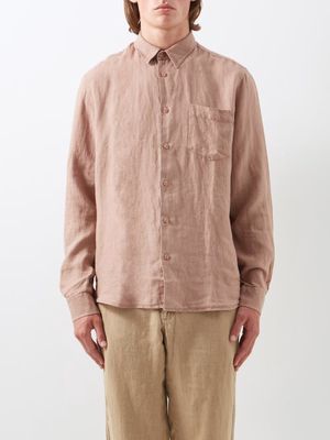 Vilebrequin - Caroubis Pleated-yoke Linen-voile Shirt - Mens - Pink
