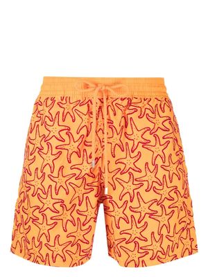Vilebrequin Flocked Starlettes-print swim shorts - Orange