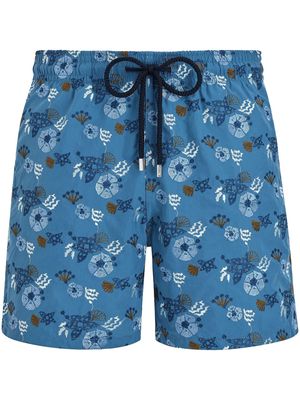 Vilebrequin floral-embroidered swim shorts - Blue