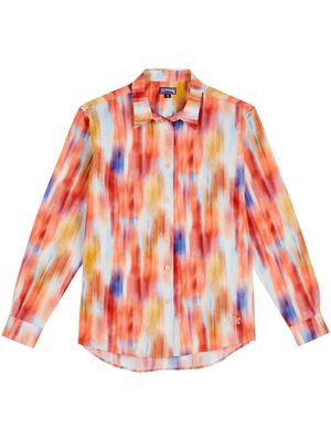 Vilebrequin Ikat-print cotton-silk shirt - Orange
