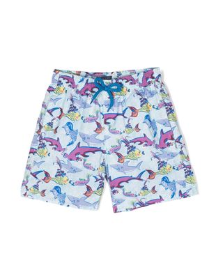 Vilebrequin Kids fish-print swimming shorts - Blue