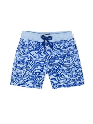 Vilebrequin Kids flocked fish swim shorts - Blue