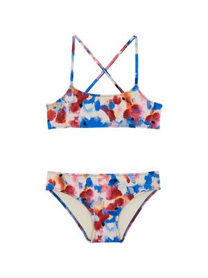 Vilebrequin Kids Flowers in the Sky-print bikini set - Blue