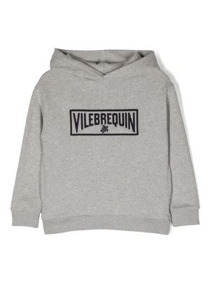 Vilebrequin Kids logo-embroidered organic cotton hoodie - Grey