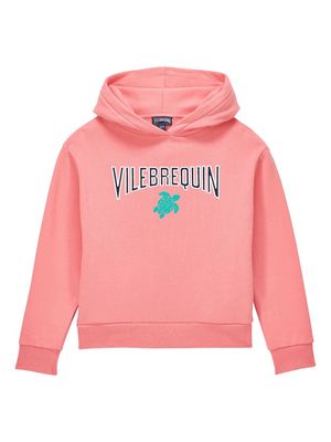 Vilebrequin logo-patch organic cotton hoodie - Pink