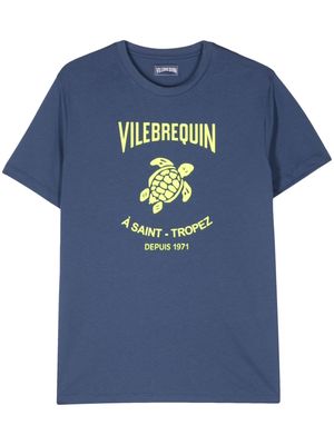 Vilebrequin logo-stamp cotton T-shirt - Blue