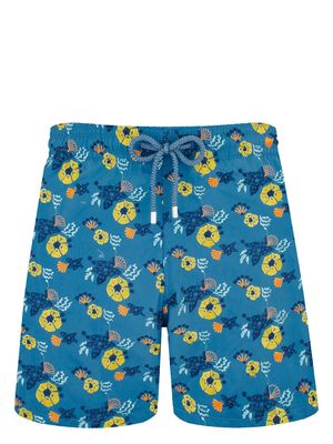 Vilebrequin Mistral Flowers and Shells swim shorts - Blue