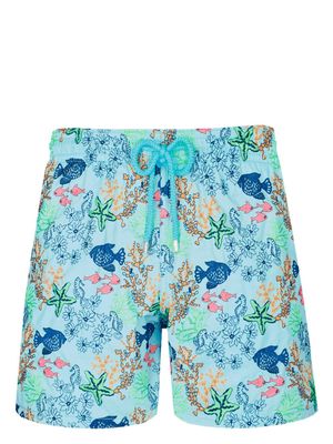 Vilebrequin Mistral Fonds Marins-embroidered swim shorts - Blue