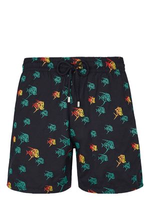 Vilebrequin Mistral Piranhas-embroidered swim shorts - Black