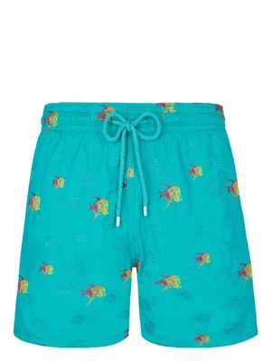 Vilebrequin Mistral Piranhas-embroidered swim shorts - Green