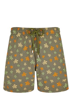 Vilebrequin Mistral turtle-embroidered swim shorts - Green