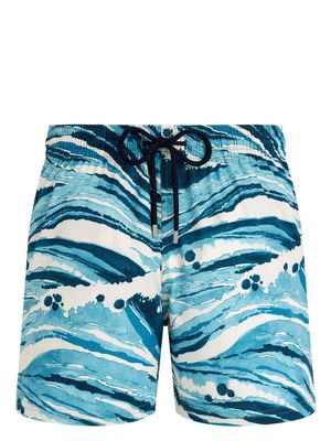 Vilebrequin x Maison Kitsuné wave-print swim shorts - Blue