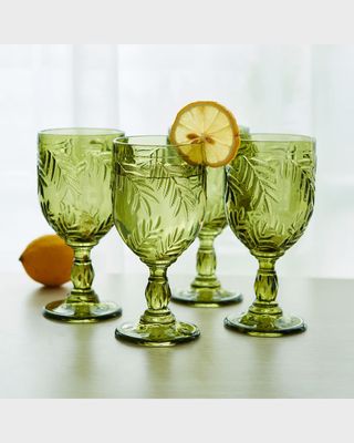 Villa Palm Wine Goblet Glasses Green - Set of 4