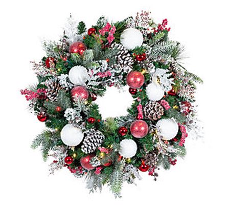 Village Lighting 30" Pre-Lit LED Wreath-Frosted Wonderland