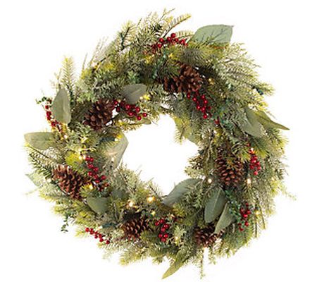 Village Lighting 30" Prelit LED Wreath - Winter Frost