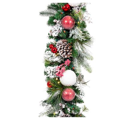 Village Lighting 9' Pre-Lit LED Garland-Frosted Wonderland