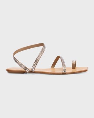 Vilon Crystal Toe-Ring Flat Sandals