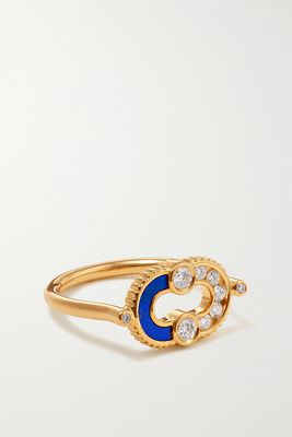 Viltier - Magnetic 18-karat Gold, Lapis Lazuli And Diamond Ring - 6