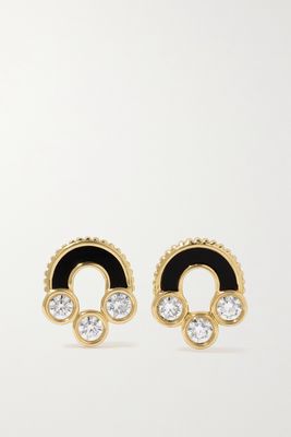 Viltier - Magnetic 18-karat Gold, Onyx And Diamond Earrings - one size