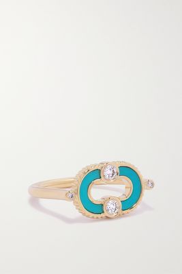 Viltier - Magnetic 18-karat Gold, Turquoise And Diamond Ring - 6