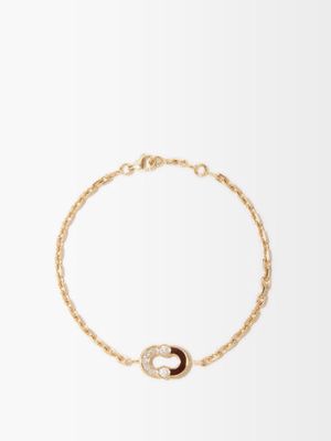 Viltier - Magnetic Diamond, Bull's Eye & 18kt Gold Bracelet - Womens - Brown Gold