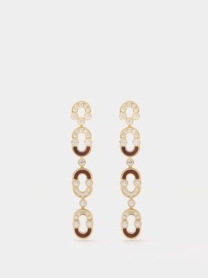 Viltier - Magnetic Diamond, Bull's Eye & 18kt Gold Earrings - Womens - Brown Gold