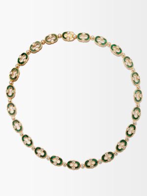 Viltier - Magnetic Diamond, Malachite & 18kt Gold Necklace - Womens - Green Gold