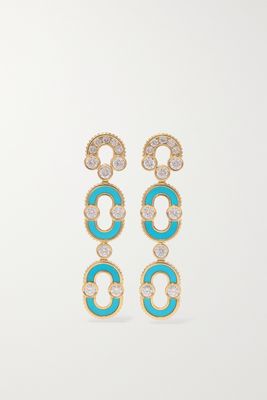 Viltier - Magnetic Duo 18-karat Gold, Turquoise And Diamond Earrings - one size