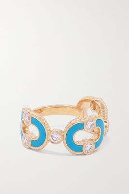 Viltier - Magnetic Enchainee 18-karat Gold, Turquoise And Diamond Ring - 7