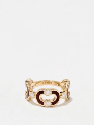 Viltier - Magnetic Enchainée Diamond, Bull's Eye & Gold Ring - Womens - Brown Gold