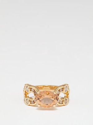 Viltier - Magnetic Enchainée Diamond, Topaz & 18kt Gold Ring - Womens - Brown Gold