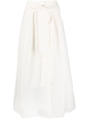Vince belted button-front midi skirt - White