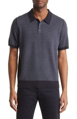 Vince Bird's Eye Wool & Cashmere Polo in Coastal/Pacific Blue