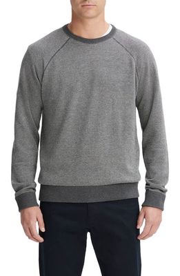 Vince Birdseye Jacquard Wool & Cotton Crewneck Sweater in Med H Grey/Deco Crea