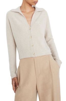 Vince Boiled Cashmere Cardigan Sweater in White Sand