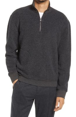 Vince Bouclé Quarter Zip Wool Blend Sweatshirt in H Charcoal