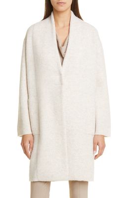 Vince Bouclé Wool Blend Cardigan Coat in Taupe/Off White