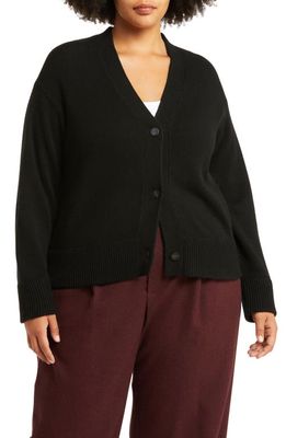 Vince Boxy Wool & Cashmere Cardigan in Black