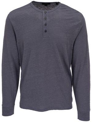 Vince button-placket linen T-shirt - Grey