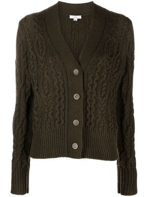 Vince cable-knit wool-cashmere cardigan - Green