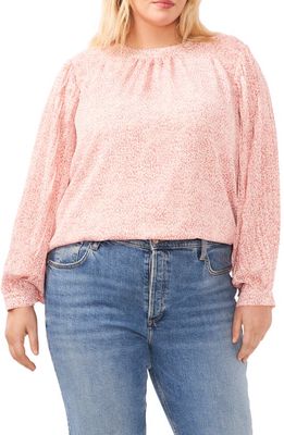 Vince Camuto Abstract Floral Print Top in Pink Orchid