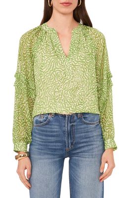 Vince Camuto Abstract Floral Top in Salted Lime